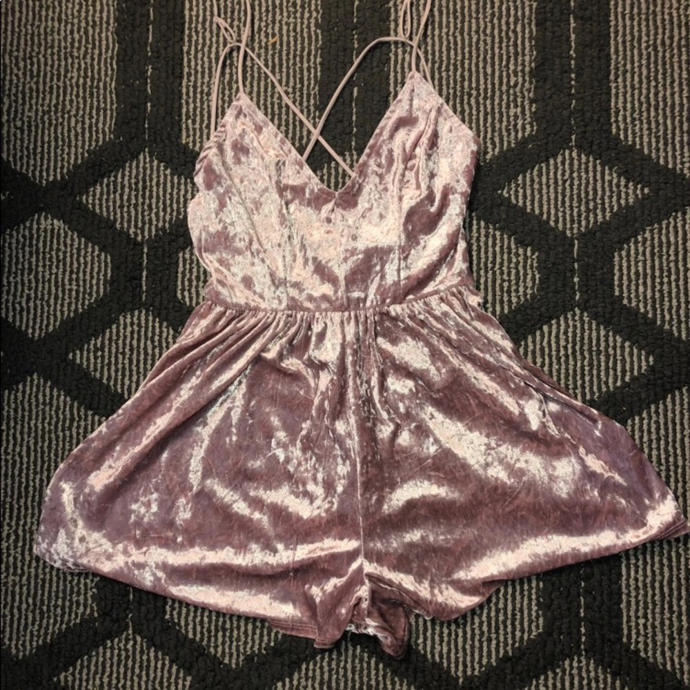 Pink velvet Romper